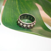 Vintage Hammered Sterling Silver Ring, Silver Circle Detail Ring, Tarnished Silver Ring, Large Silver Men's Ring, 925 Mexico