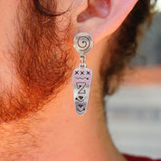 Vintage Sterling Silver Dangle Stud Earrings, Abstract Silver Earrings, Unique Dangle Earrings With Swirl Design, 925 Jewelry
