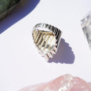 Vintage Sterling Silver Tiered Ring, Hammered Silver Staircase Ring, Long Finger Silver Ring With Step Design, Silver Statement Ring