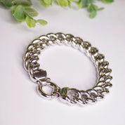 Vintage Silver Cuban Link Bracelet, Thick Sterling Silver Bracelet Made In Italy, Heavyweight Men's Curb Bracelet, Milor 925 Italy