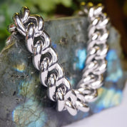 Vintage Silver Cuban Link Bracelet, Thick Sterling Silver Bracelet Made In Italy, Heavyweight Men's Curb Bracelet, Milor 925 Italy