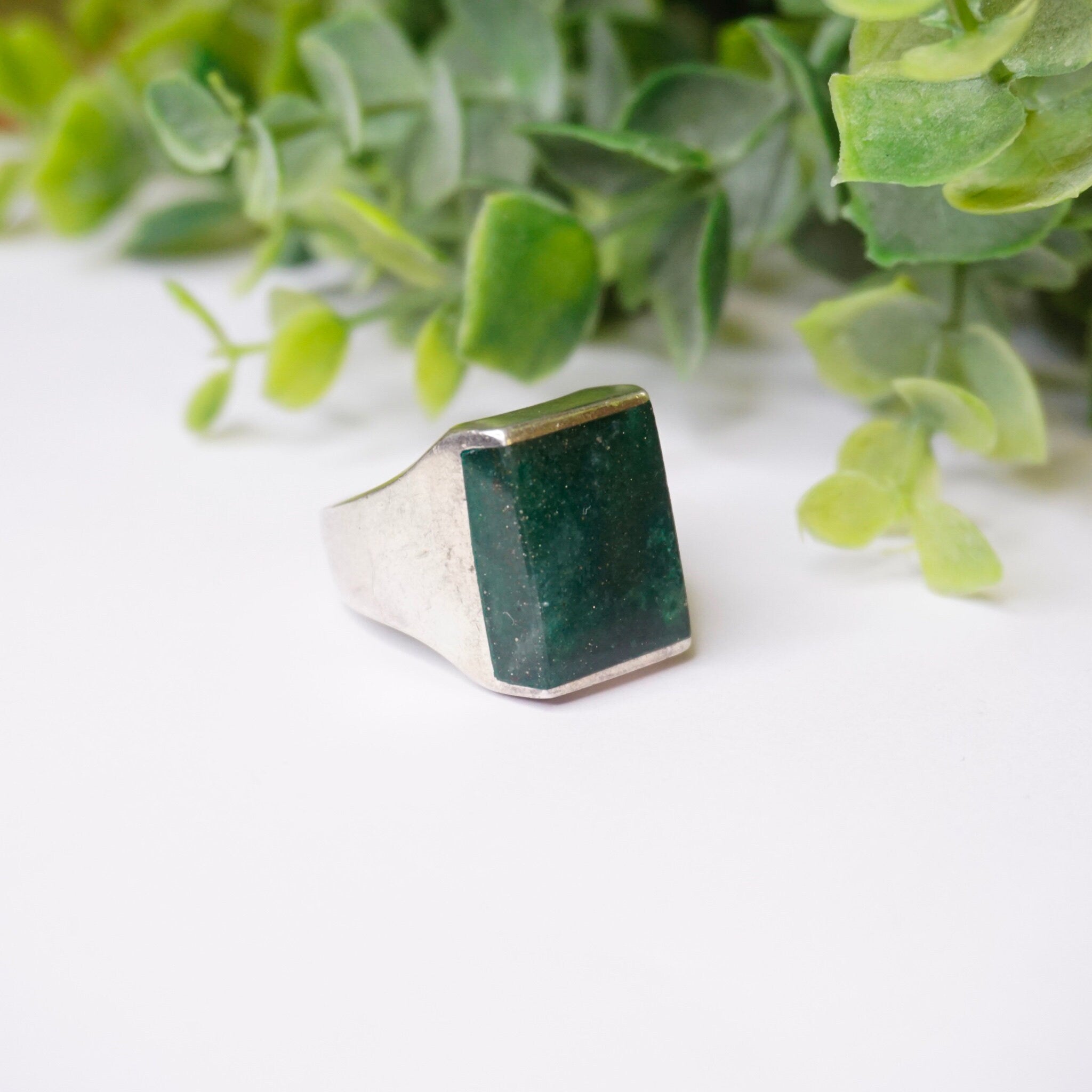 Vintage Sterling Silver Green Druzy Quartz Ring, Square Silver Ring With Finished Druzy Quartz Stone, Silver Ring With Green Stone, Mex925
