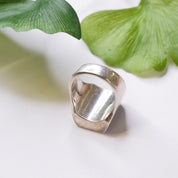 Vintage Sterling Silver Green Druzy Quartz Ring, Square Silver Ring With Finished Druzy Quartz Stone, Silver Ring With Green Stone, Mex925