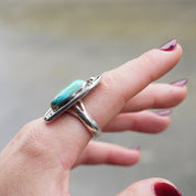Vintage Turquoise Sterling Silver Ring, Natural Turquoise Ring In Silver Setting, Large Silver Ring With Turquoise, Native American Jewelry