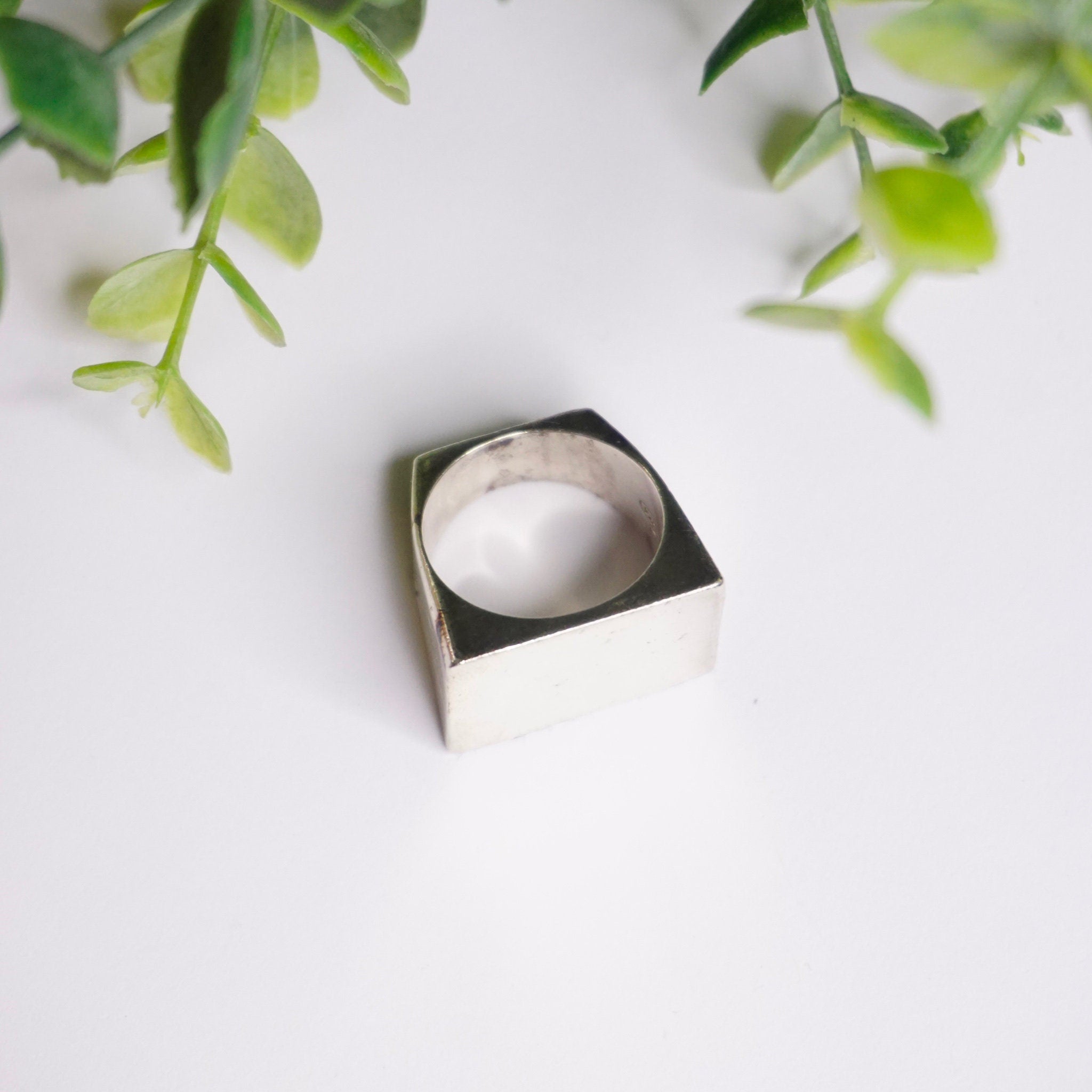 Vintage Sterling Silver Signet Ring, Thick Silver Rectangle Ring, Solid Silver Ring With Large Face, Men's Silver Ring, 925 Jewelry