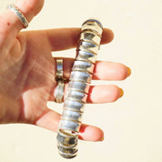 Vintage Sterling Silver Rounded Link Bracelet, Unique Half-Circle Silver Link Bracelet, Modernist Silver Bracelet Cuff, 925 Jewelry