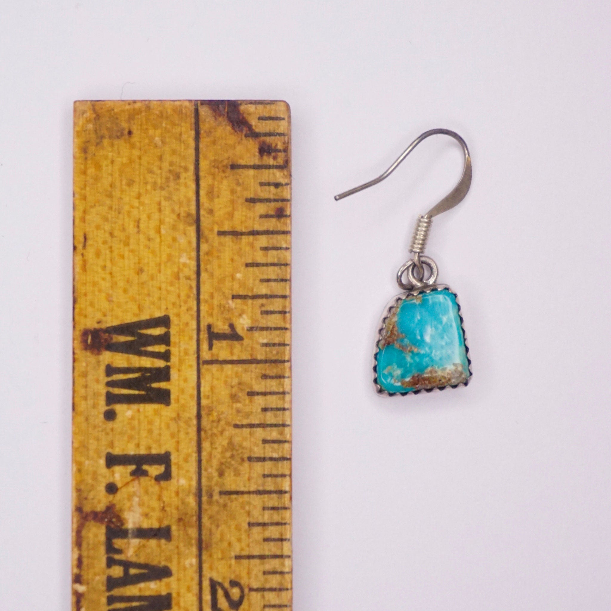 Vintage Turquoise and Silver Dangle Earrings, Natural Turquoise Stone Earrings, Native American Jewelry, B Sterling