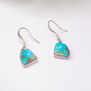 Vintage Turquoise and Silver Dangle Earrings, Natural Turquoise Stone Earrings, Native American Jewelry, B Sterling