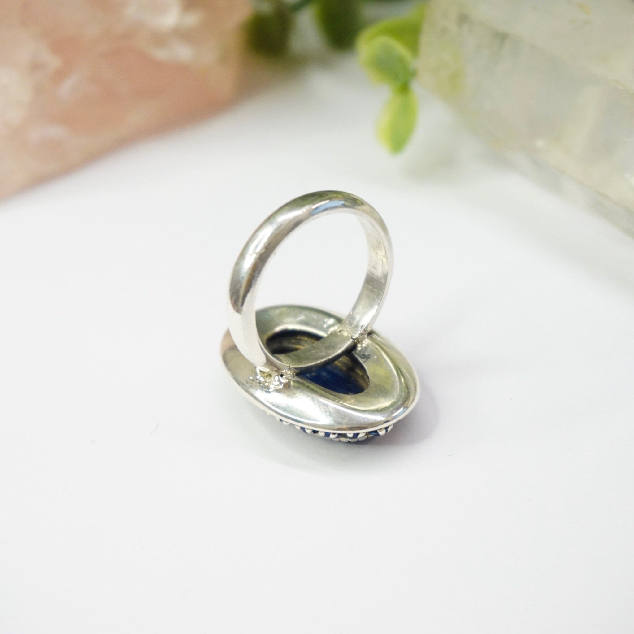 Vintage Sterling Silver Cameo Ring With Blue Stones, Unique Blue Cameo With Silver Setting and Sapphire Stones, 925 Jewelry