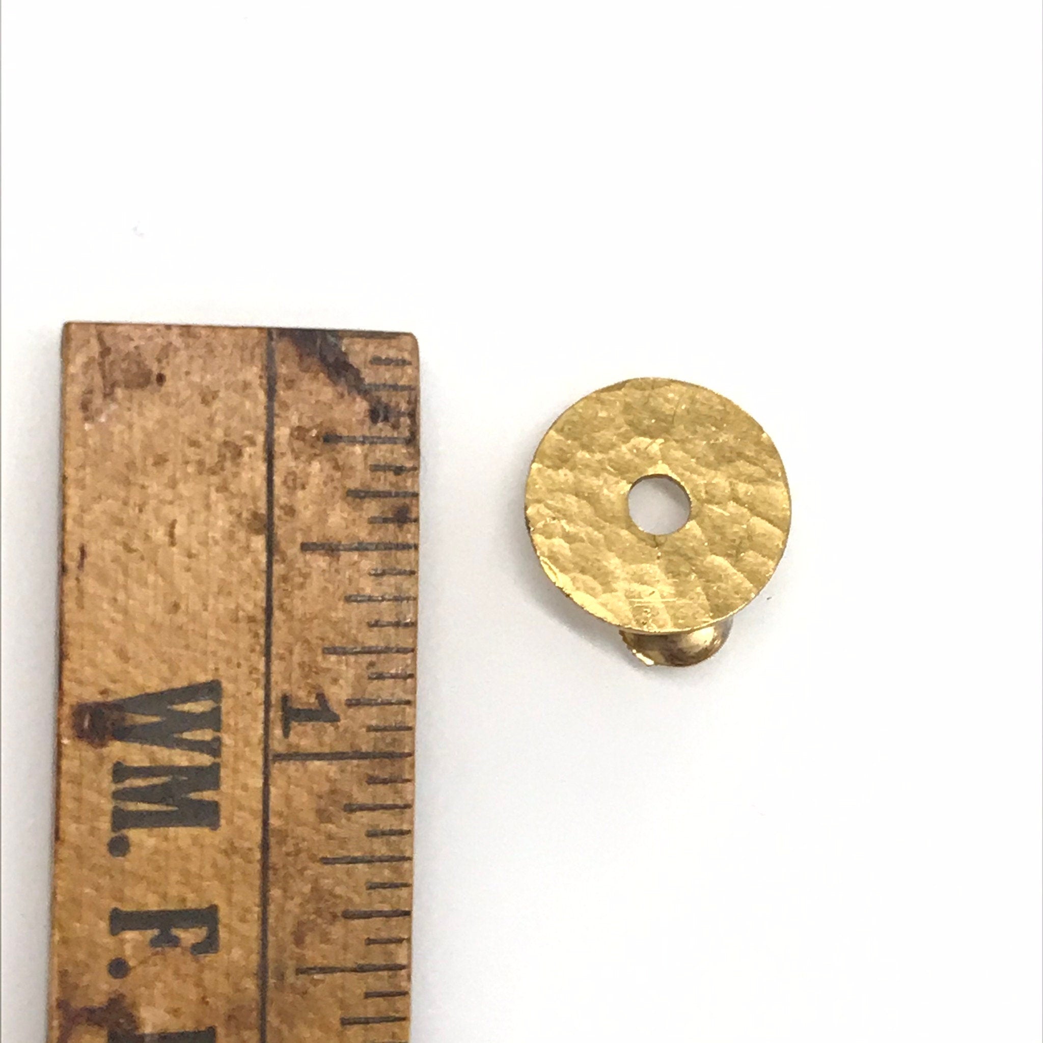 Vintage Dinh Van 22KT Gold Pin With 18KT Button Backing, Hammered Circular Gold Pin With Hole In The Center, 22KT Gold Jewelry