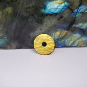 Vintage Dinh Van 22KT Gold Pin With 18KT Button Backing, Hammered Circular Gold Pin With Hole In The Center, 22KT Gold Jewelry