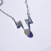 Vintage Lapis Lazuli Silver Necklace, Unique Necklace With Lapis and Silver Lightening Bolt Pendant, Lapis Stone Necklace With Silver Chain