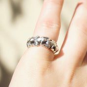Vintage Sterling Silver Frog Ring, Unique Silver Ring With Chain of Frogs, Quirky Silver Ring, Size 7 3/4 US Silver Ring, 925 Jewelry