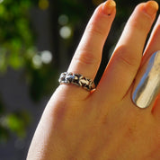 Vintage Sterling Silver Frog Ring, Unique Silver Ring With Chain of Frogs, Quirky Silver Ring, Size 7 3/4 US Silver Ring, 925 Jewelry