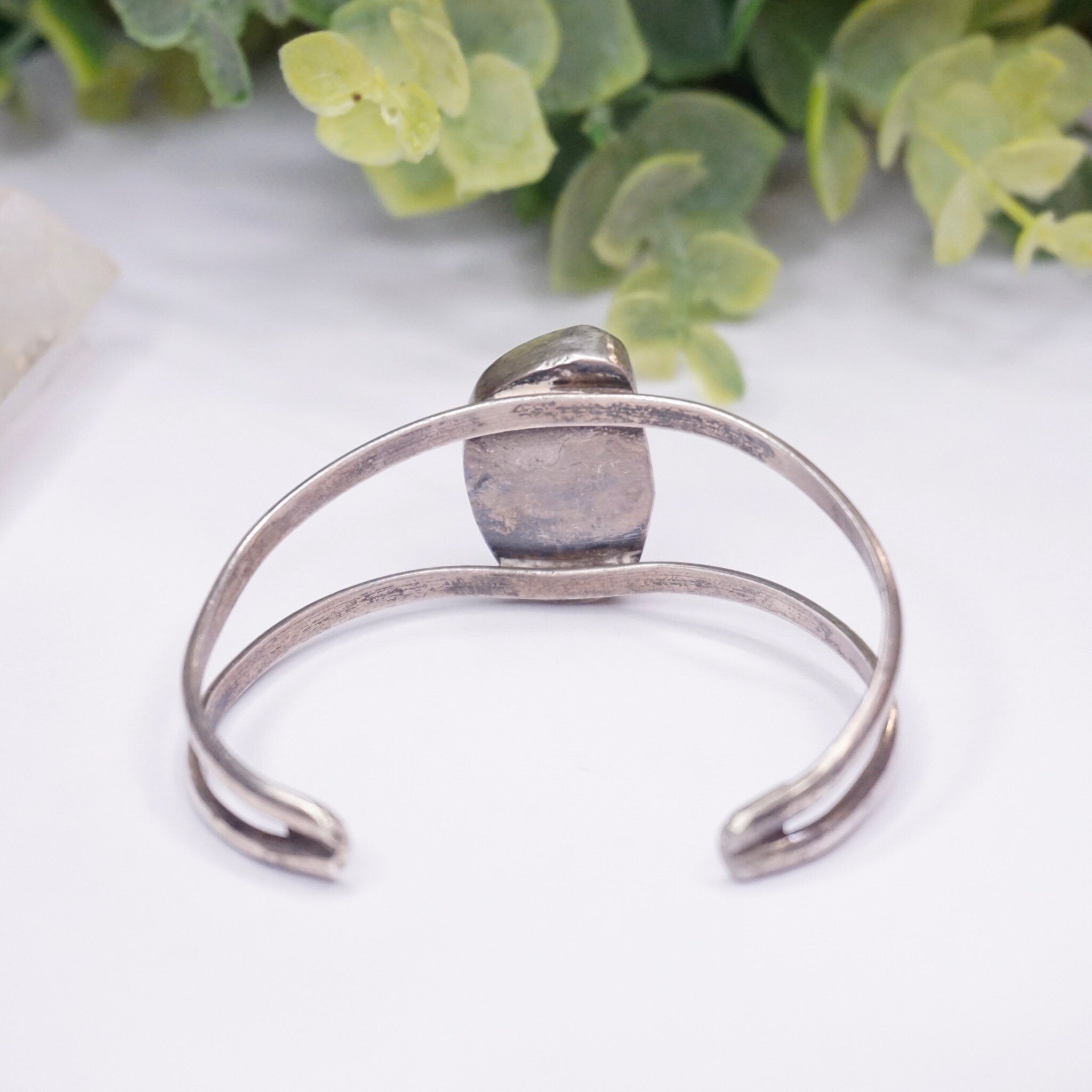Vintage Turquoise and Silver Bracelet Cuff, Authentic Turquoise Stone Bracelet, Cut Out Silver Bracelet With Raised Turquoise Stone