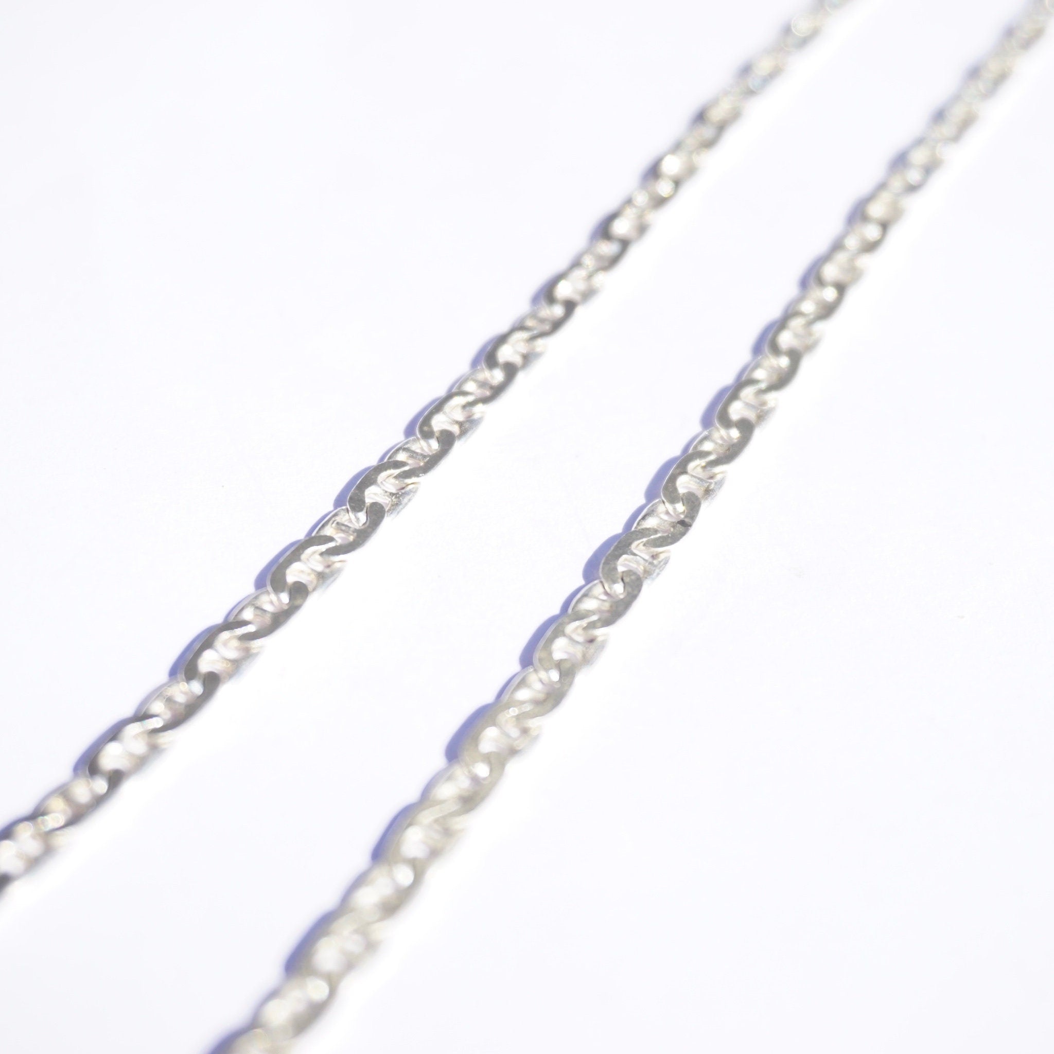 Vintage Sterling Silver Mariner Chain, Silver Chain With Unique Interlocking Links, Long Silver Chain, Unisex Chain, MR 925 Jewelry