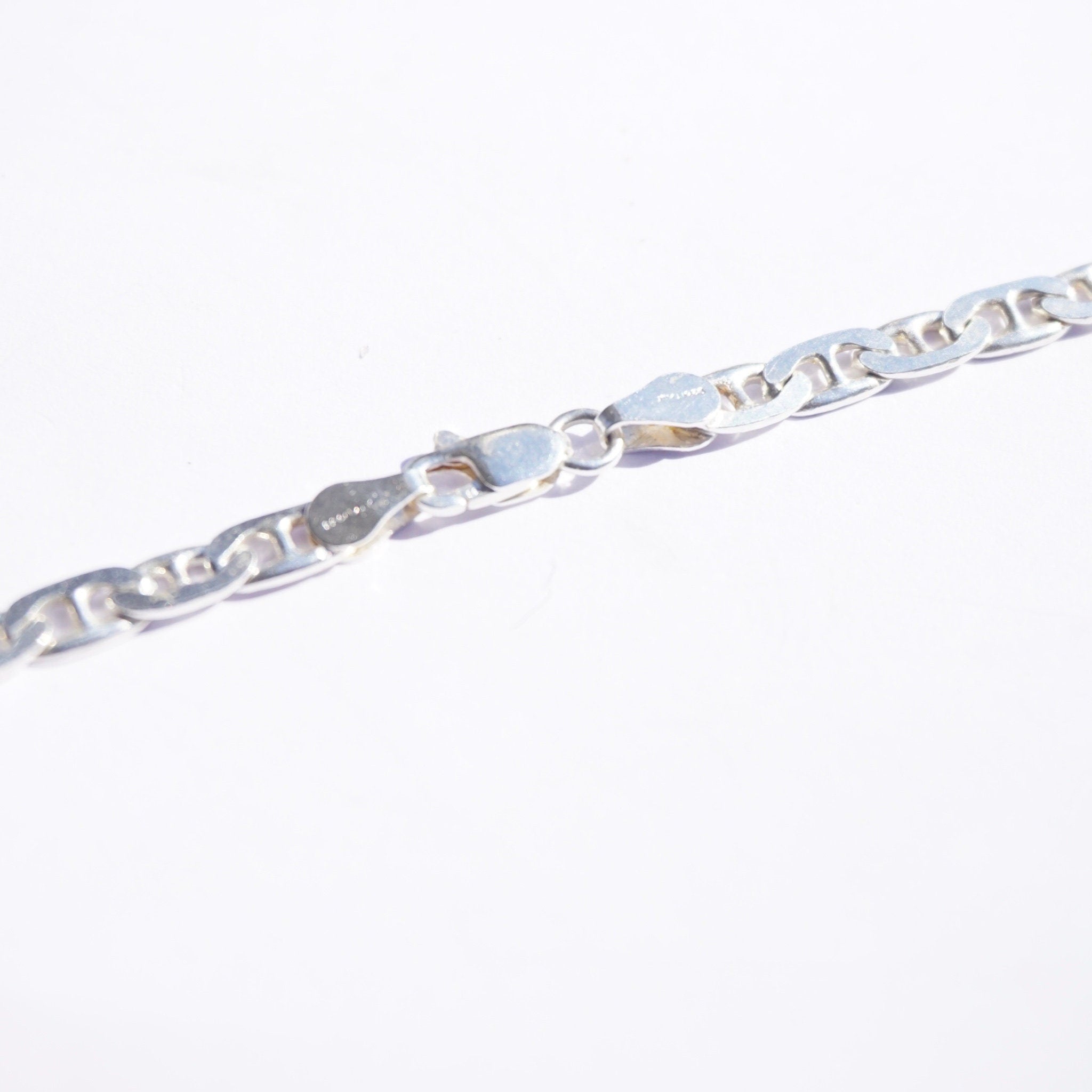 Vintage Sterling Silver Mariner Chain, Silver Chain With Unique Interlocking Links, Long Silver Chain, Unisex Chain, MR 925 Jewelry