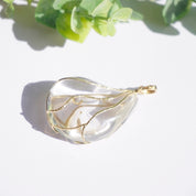 Vintage 14K Gold and Glass Pendant, Art Nouveau Glass Pendant With Gold Details, Gold Wrapped Glass Pendant, Abstract Gold Pendant