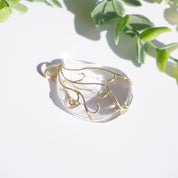 Vintage 14K Gold and Glass Pendant, Art Nouveau Glass Pendant With Gold Details, Gold Wrapped Glass Pendant, Abstract Gold Pendant