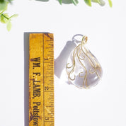 Vintage 14K Gold and Glass Pendant, Art Nouveau Glass Pendant With Gold Details, Gold Wrapped Glass Pendant, Abstract Gold Pendant