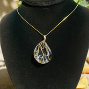 Vintage 14K Gold and Glass Pendant, Art Nouveau Glass Pendant With Gold Details, Gold Wrapped Glass Pendant, Abstract Gold Pendant