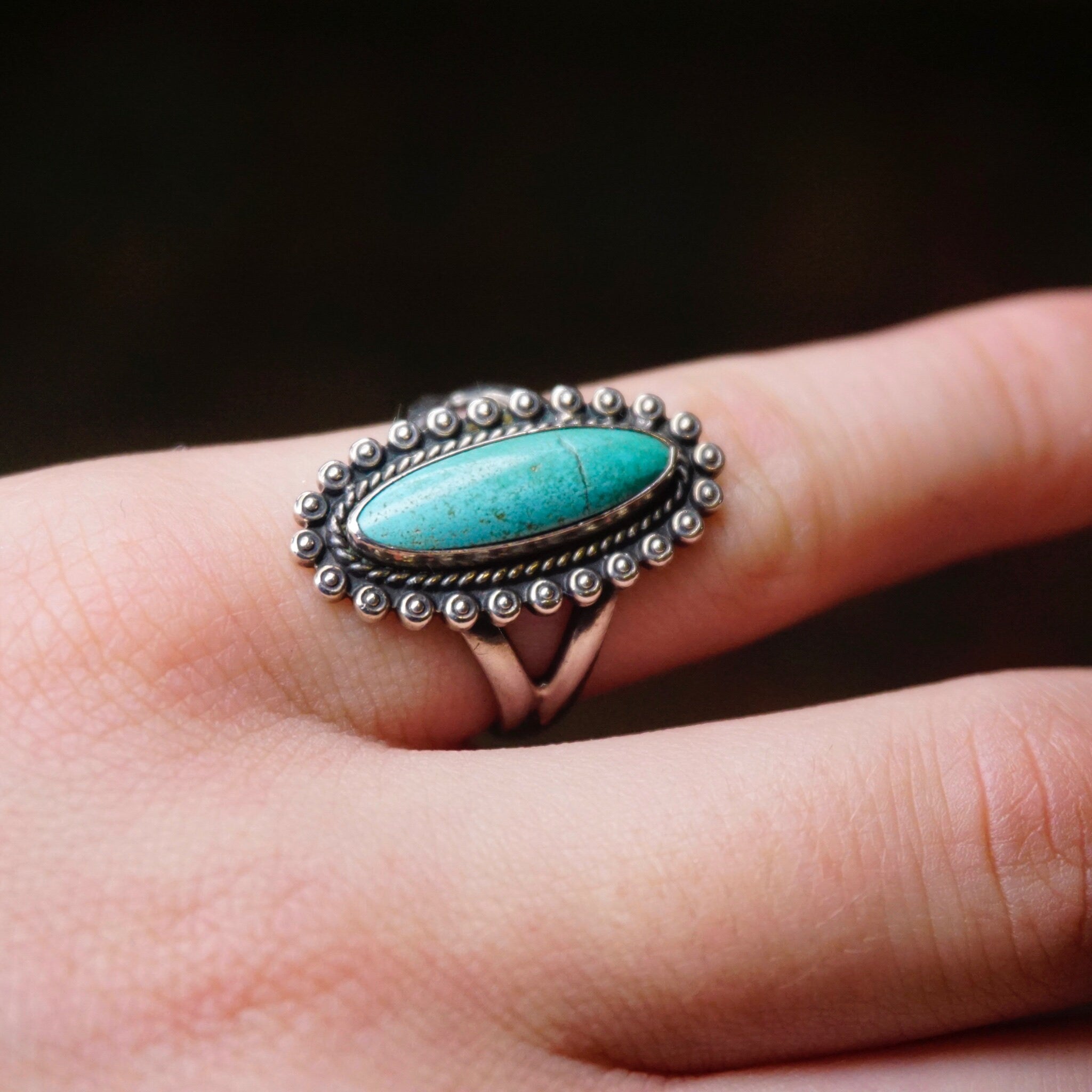 Vintage Sterling Silver Turquoise Ring, Small Silver Ring With Blue Stone, Natural Turquoise Ring, Native American Silver, 925 Jewelry