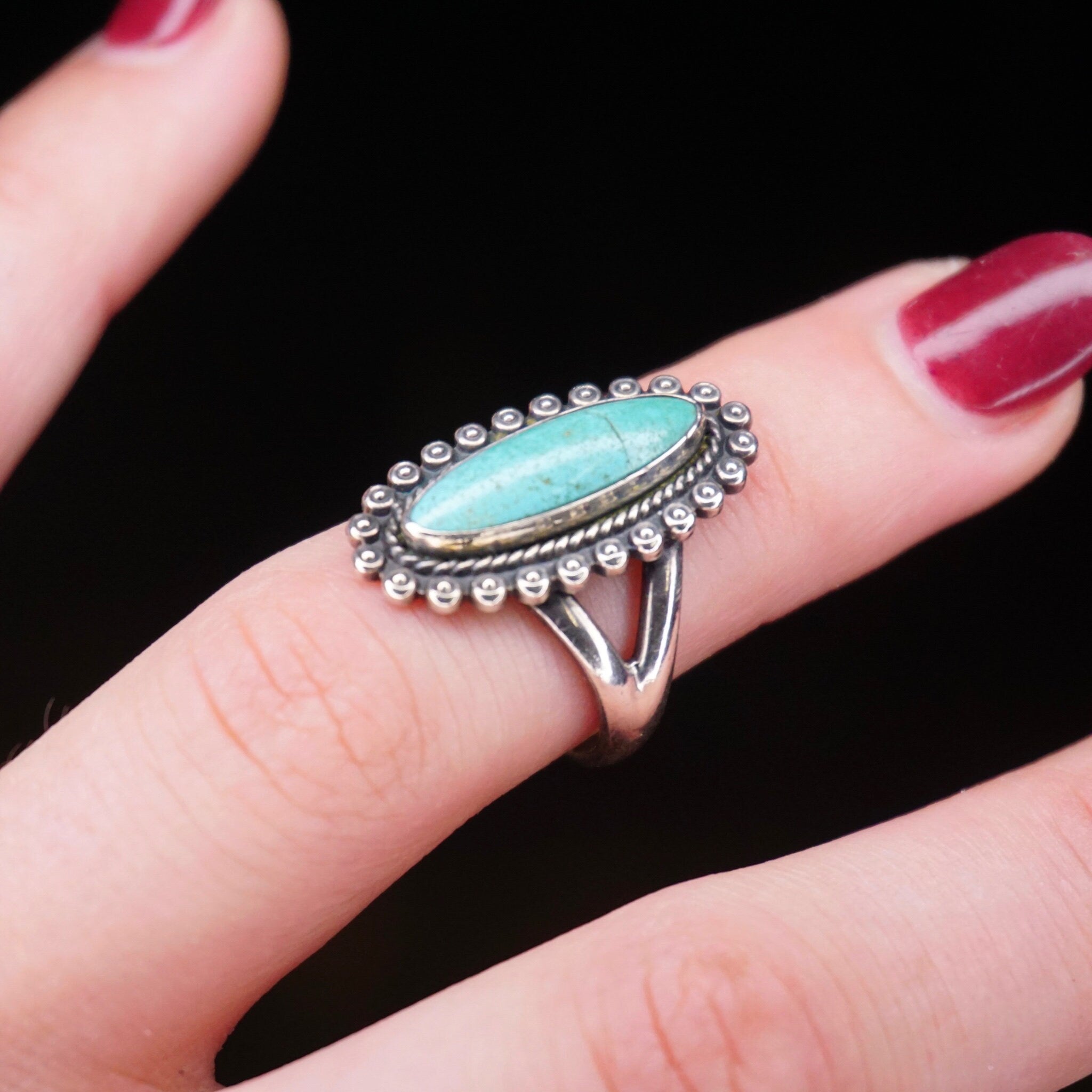 Vintage Sterling Silver Turquoise Ring, Small Silver Ring With Blue Stone, Natural Turquoise Ring, Native American Silver, 925 Jewelry
