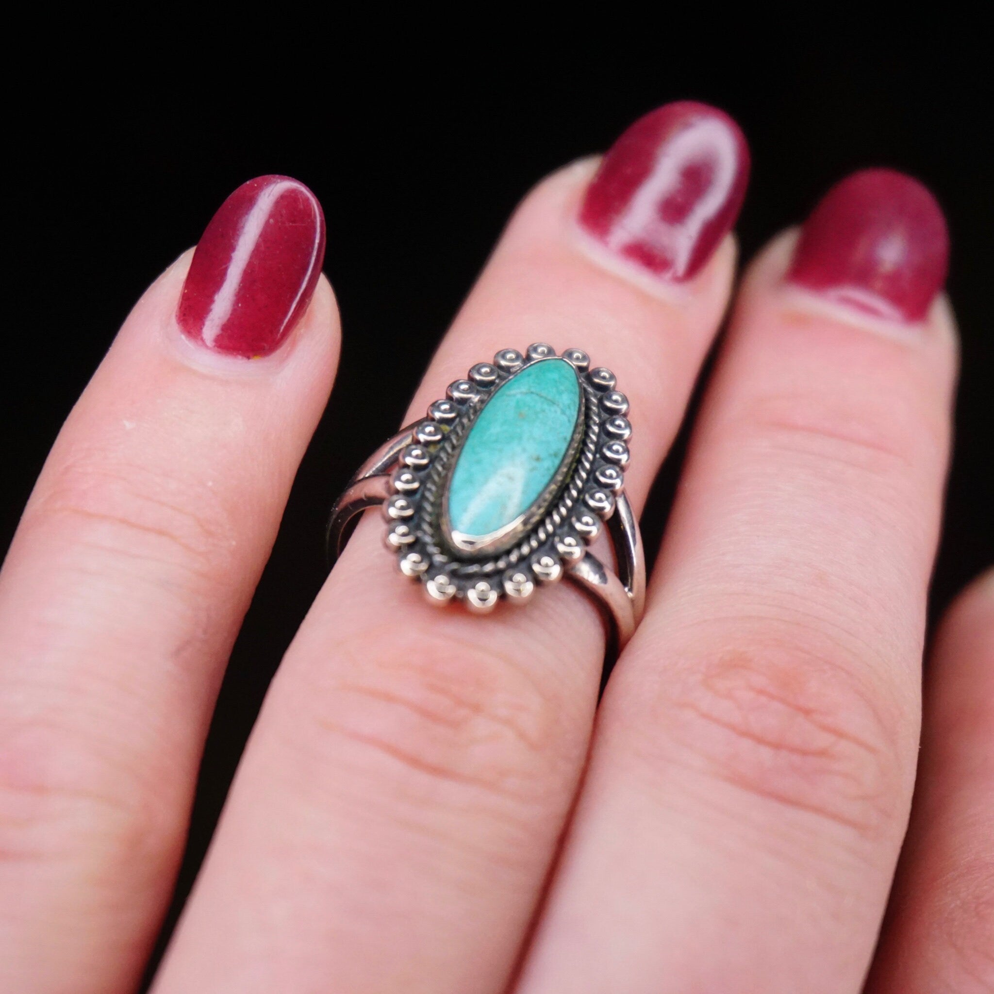 Vintage Sterling Silver Turquoise Ring, Small Silver Ring With Blue Stone, Natural Turquoise Ring, Native American Silver, 925 Jewelry