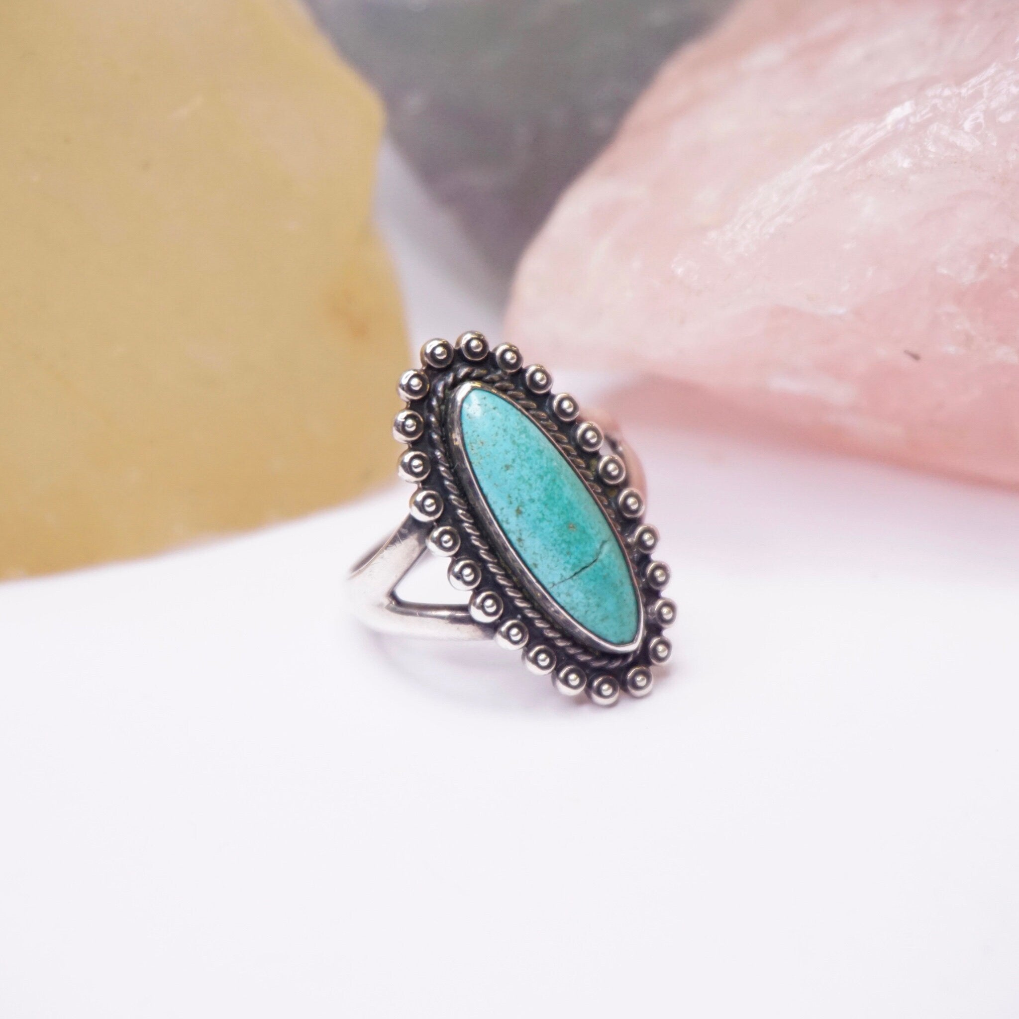 Vintage Sterling Silver Turquoise Ring, Small Silver Ring With Blue Stone, Natural Turquoise Ring, Native American Silver, 925 Jewelry