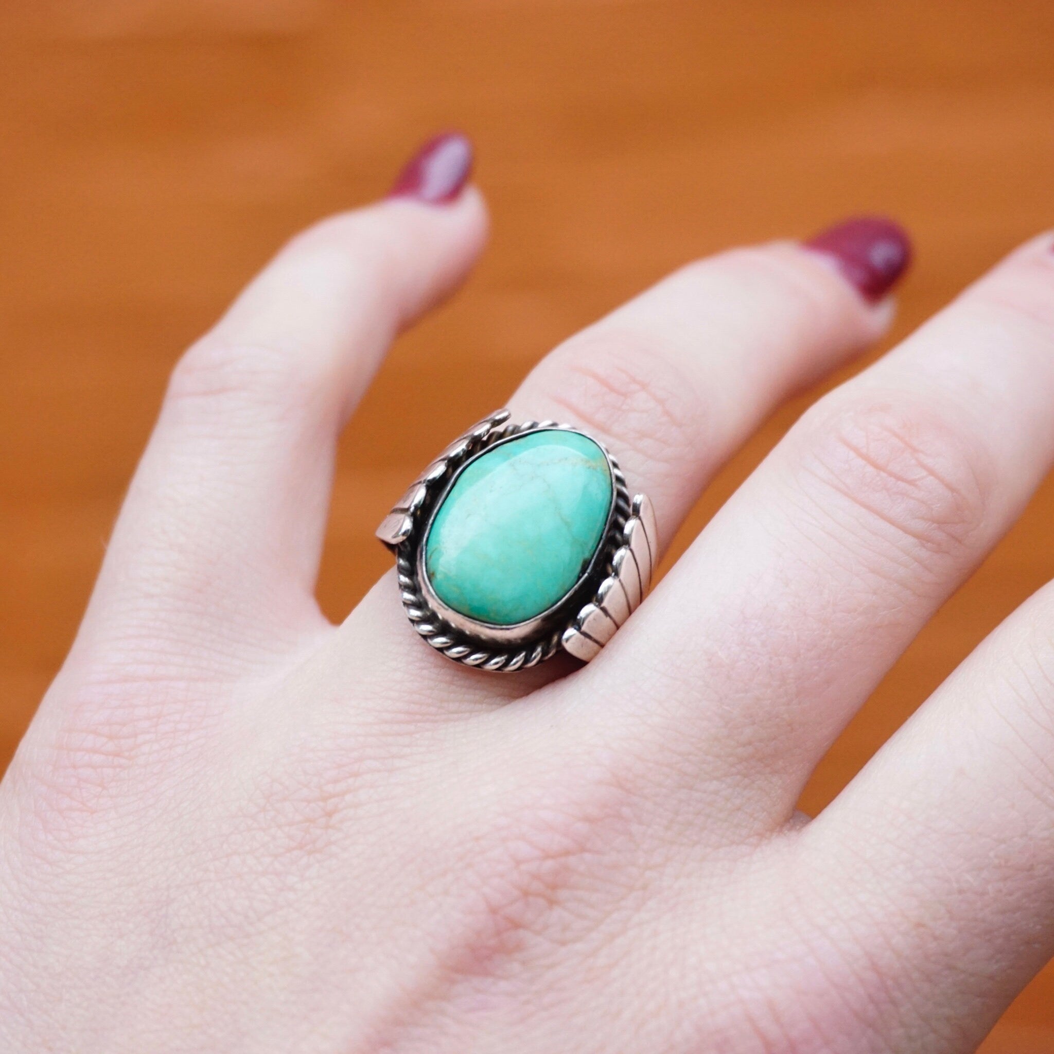 Vintage Turquoise Sterling Silver Ring, Wing Silver Ring With Natural Turquoise Stone, Native American Silver Ring, 925 Jewelry