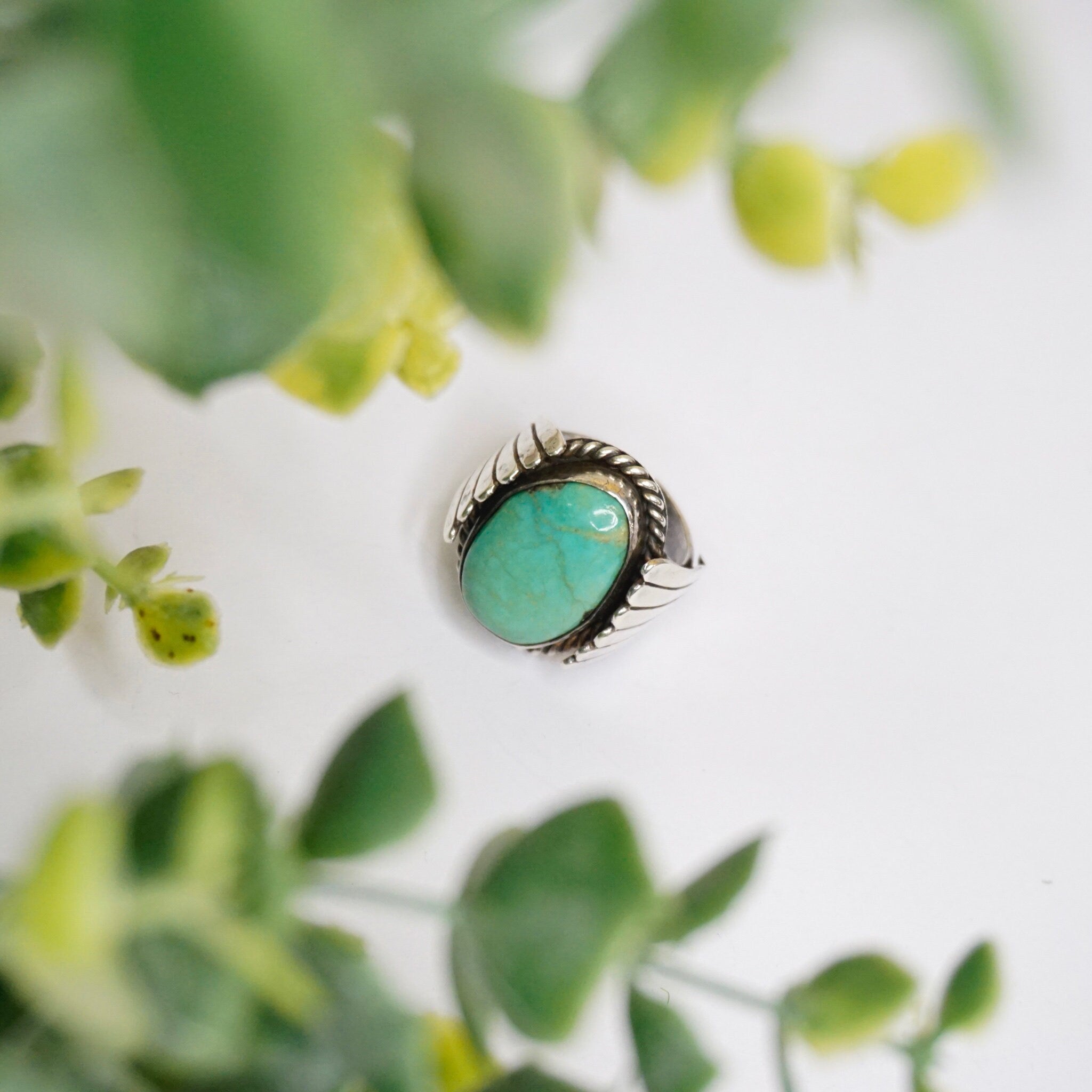 Vintage Turquoise Sterling Silver Ring, Wing Silver Ring With Natural Turquoise Stone, Native American Silver Ring, 925 Jewelry