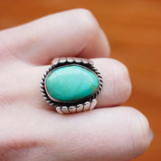 Vintage Turquoise Sterling Silver Ring, Wing Silver Ring With Natural Turquoise Stone, Native American Silver Ring, 925 Jewelry