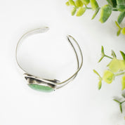 Vintage Silver Cut Out Cuff With Turquoise Stone, Abstract Silver Bracelet With Natural Turquoise, Native American Jewelry, 925