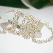 Vintage Sterling Silver Cable Chain, Icy Silver Circle Chain Made In Italy, Silver Weave Detail Cable Chain, Unisex Sterling Silver Chain