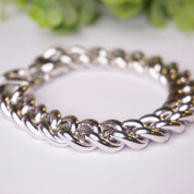 Vintage Silver Cuban Link Bracelet, Thick Sterling Silver Bracelet Made In Italy, Heavyweight Men's Curb Bracelet, Milor 925 Italy
