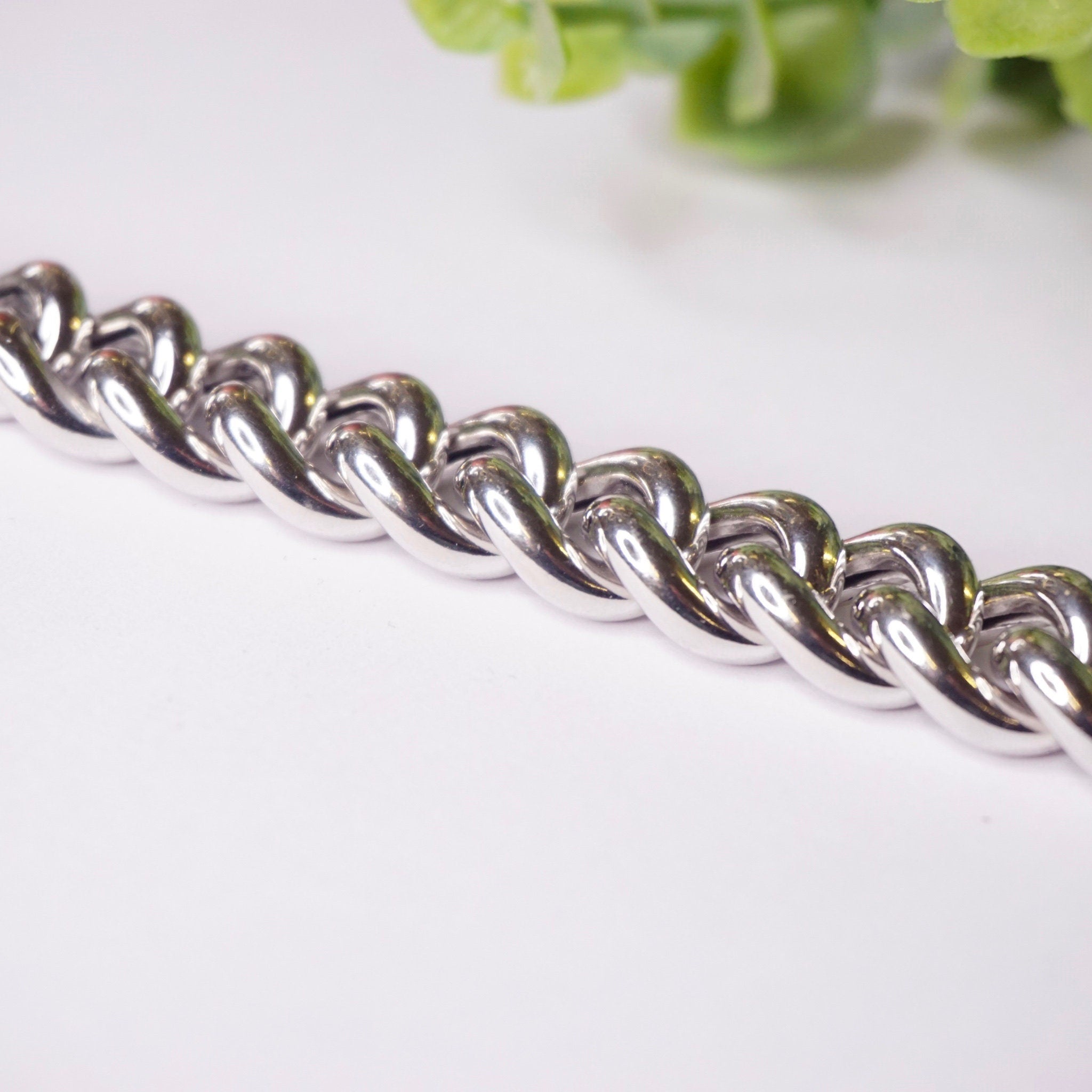 Vintage Silver Cuban Link Bracelet, Thick Sterling Silver Bracelet Made In Italy, Heavyweight Men's Curb Bracelet, Milor 925 Italy