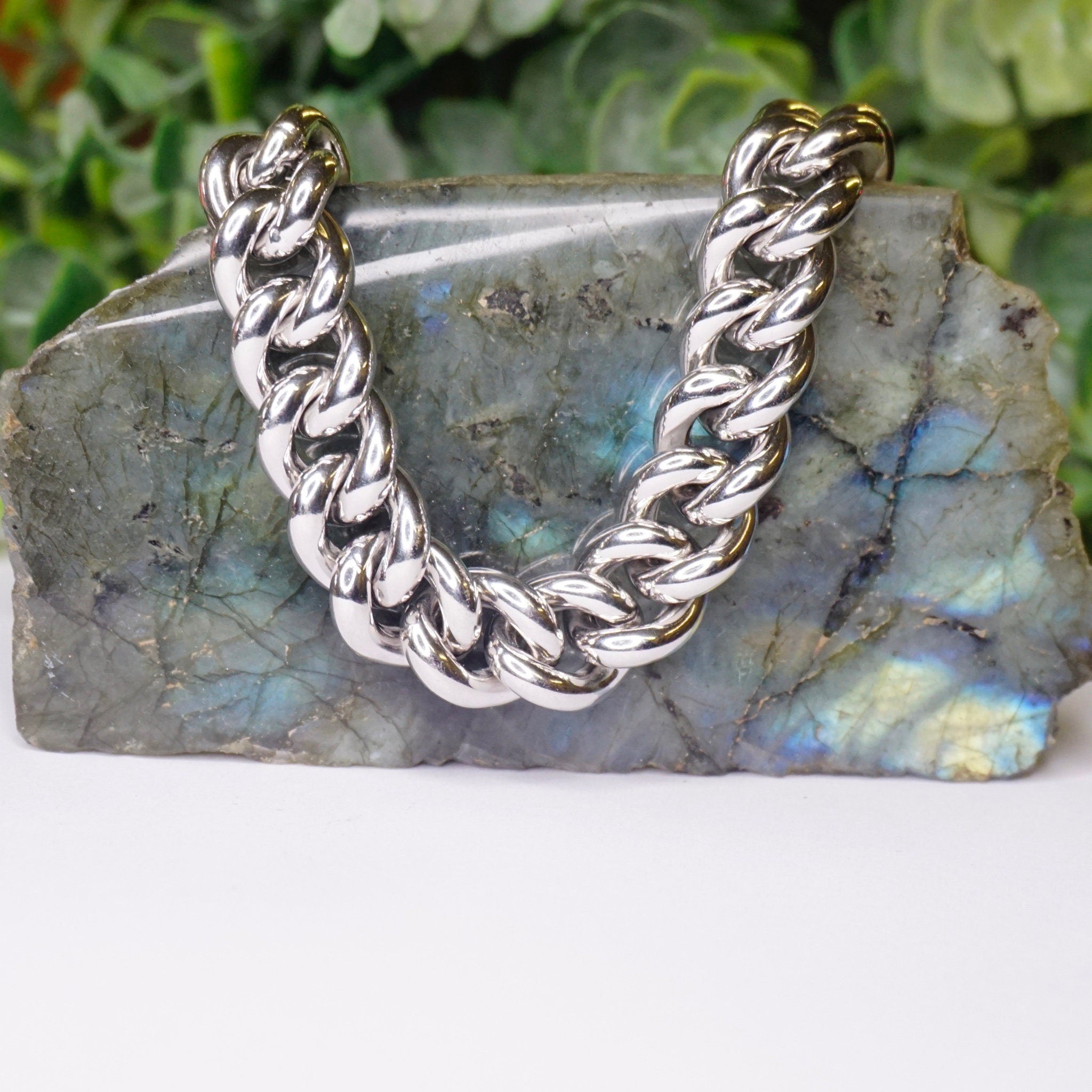 Vintage Silver Cuban Link Bracelet, Thick Sterling Silver Bracelet Made In Italy, Heavyweight Men's Curb Bracelet, Milor 925 Italy