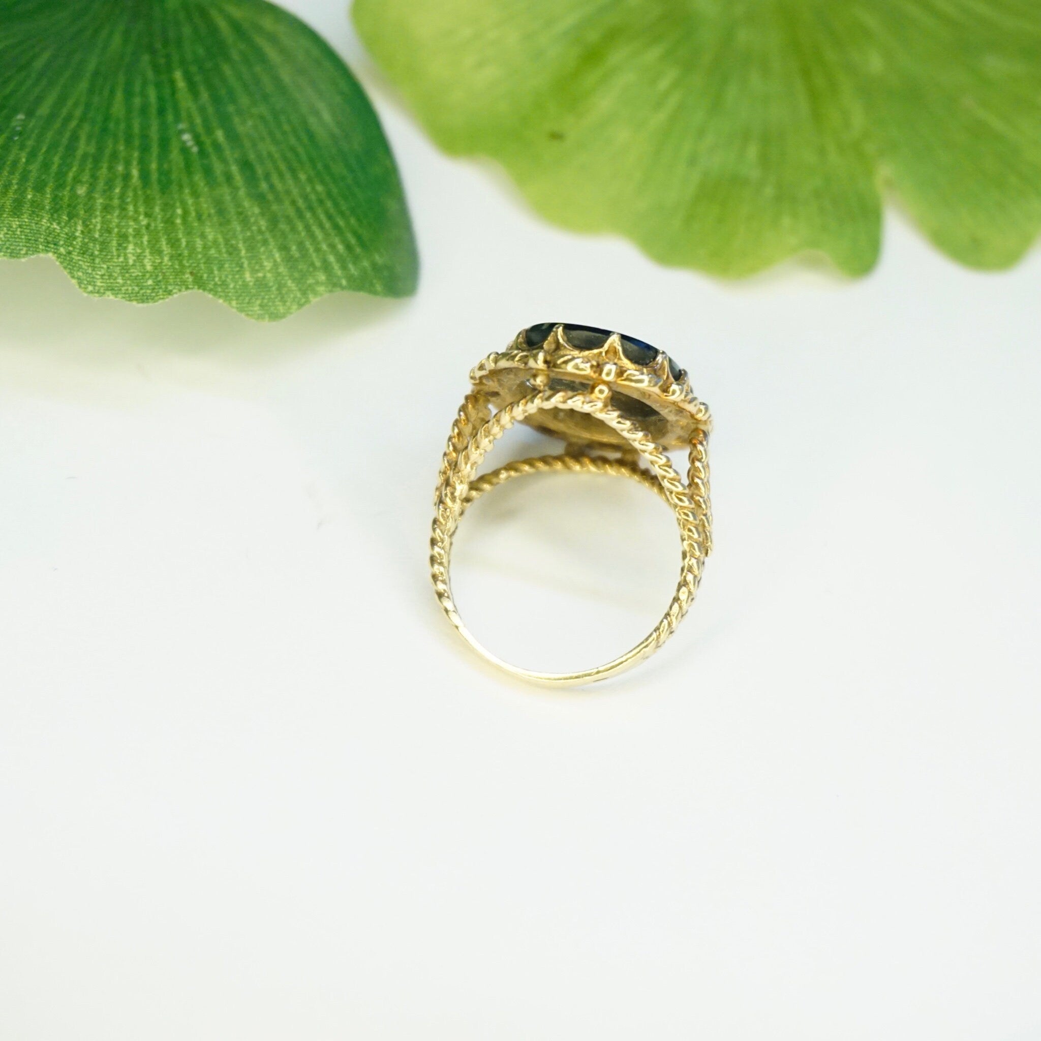 Vintage 10K Gold Onyx Ring With Accent Diamond, Gold Mourning Jewelry, Beautiful Woven Gold Ring With Black Onyx And Center Diamond, 10K