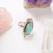 Vintage Turquoise Sterling Silver Ring, Natural Turquoise Ring In Silver Setting, Large Silver Ring With Turquoise, Native American Jewelry