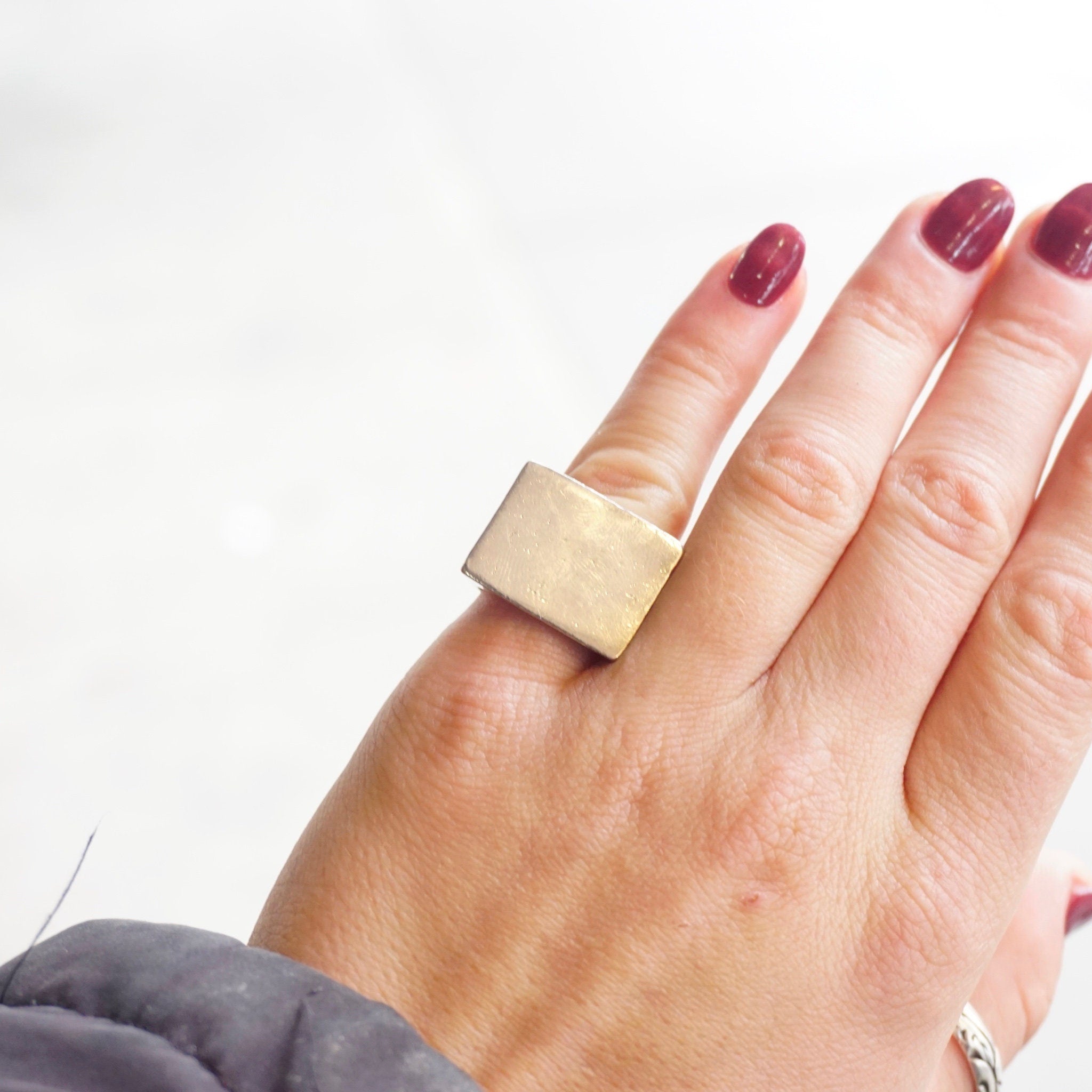 Vintage Sterling Silver Signet Ring, Thick Silver Rectangle Ring, Solid Silver Ring With Large Face, Men's Silver Ring, 925 Jewelry