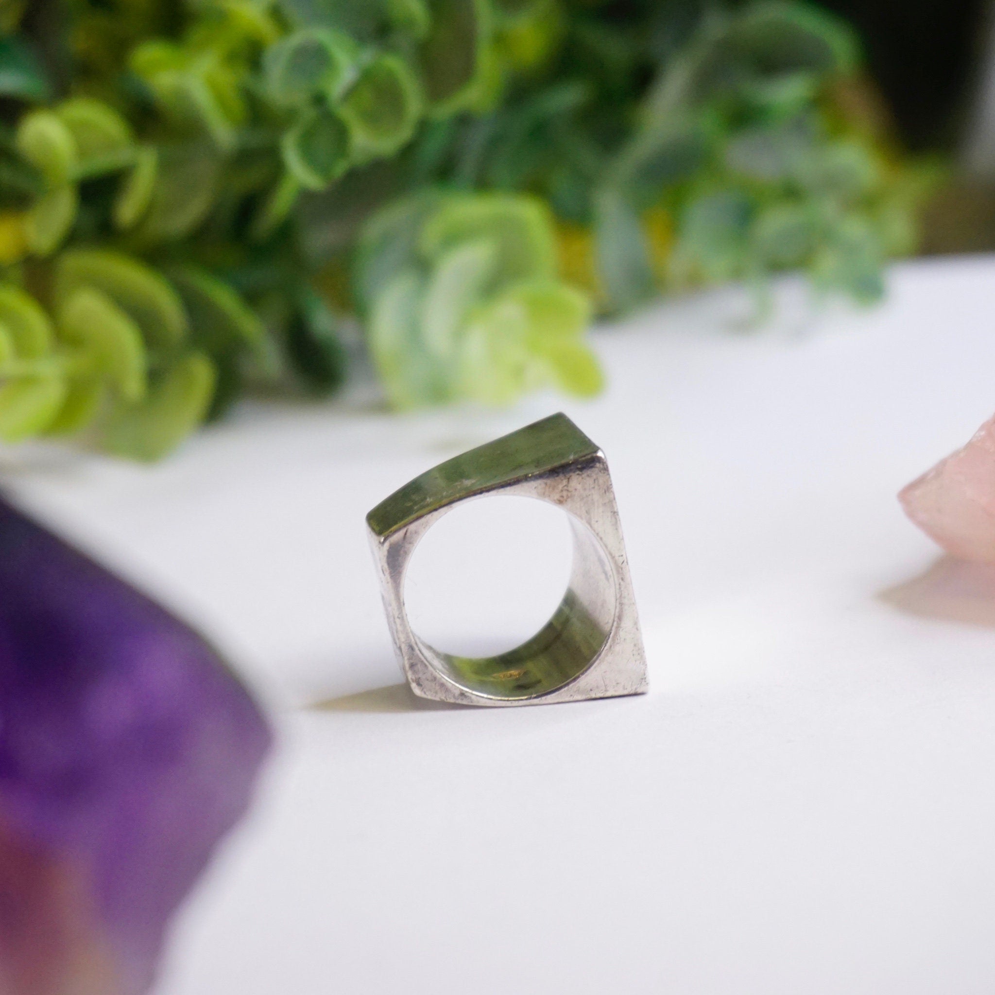 Vintage Sterling Silver Signet Ring, Thick Silver Rectangle Ring, Solid Silver Ring With Large Face, Men's Silver Ring, 925 Jewelry