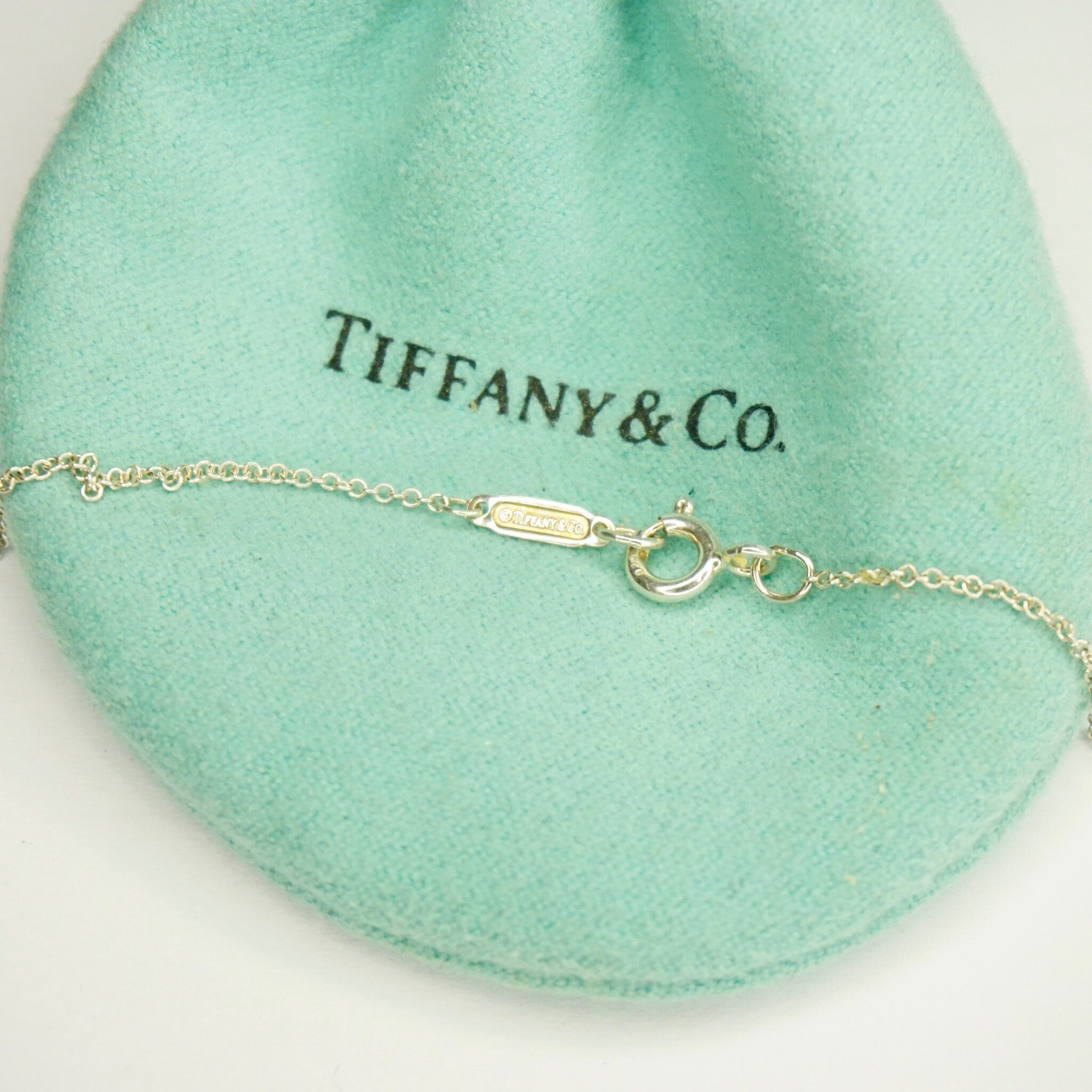 Vintage Tiffany and Co. Sterling Silver T&CO Letters Lariat Necklace, Minimalist Silver Lariat Style Chain Necklace, 925 Jewelry
