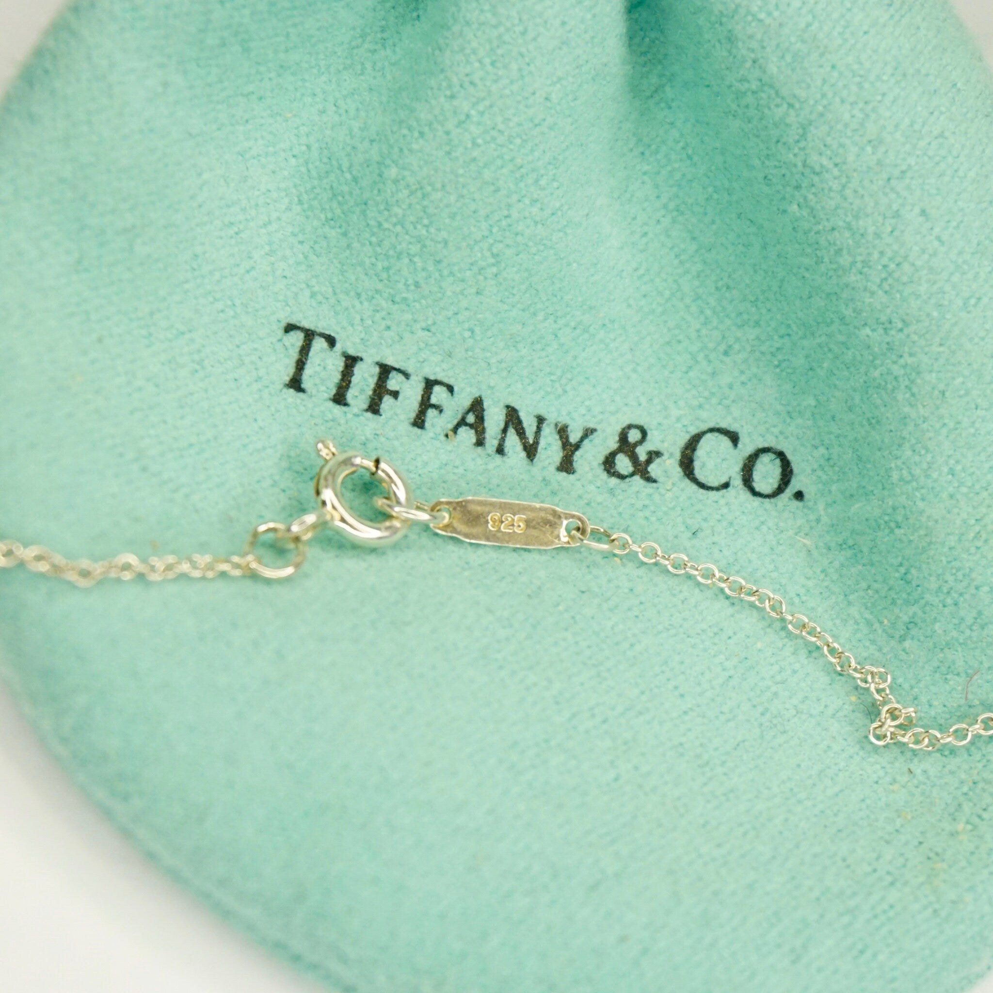 Vintage Tiffany and Co. Sterling Silver T&CO Letters Lariat Necklace, Minimalist Silver Lariat Style Chain Necklace, 925 Jewelry