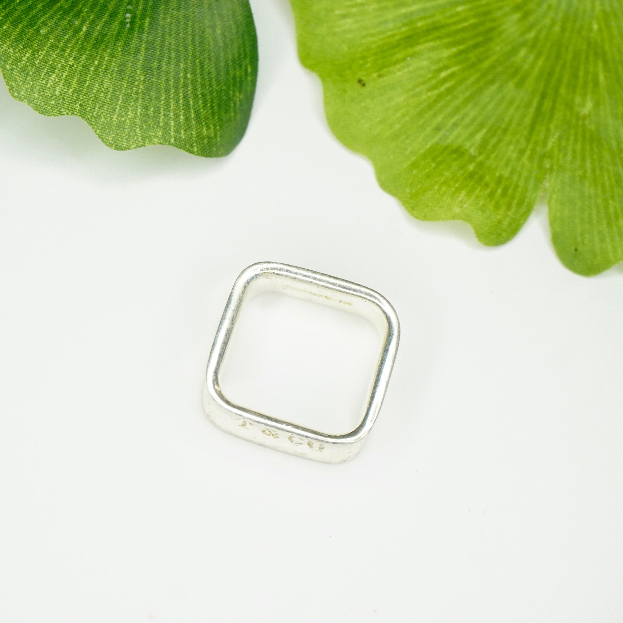 Vintage Tiffany & Co. Sterling Silver Square Ring, Tiffany and Co. 1837 Collection, Minimalist Silver Ring, Square Ring, 925 Jewelry