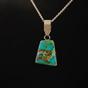 Vintage Sterling Silver Turquoise Necklace, Turquoise Pendant With Silver Link Chain, Natural Turquoise Necklace, 925 Jewelry