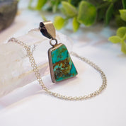 Vintage Sterling Silver Turquoise Necklace, Turquoise Pendant With Silver Link Chain, Natural Turquoise Necklace, 925 Jewelry