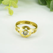 Antique Victorian 14K Gold Ring With Center Stone, Gold Mourning Jewelry Ring With Star Cut Out, Embellished Gold Ring With Small Stone