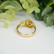 Antique Victorian 14K Gold Ring With Center Stone, Gold Mourning Jewelry Ring With Star Cut Out, Embellished Gold Ring With Small Stone