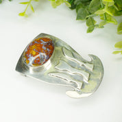 Vintage Silver Belt Buckle With Lace Agate Stone, Abstract Silver Belt Buckle With Large Orange and Purple Stone, Silver Belt Buckle, 925