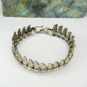 Vintage Sterling Silver Link Bracelet, Nouveau Style Bracelet With Silver Swirls, Unique Silver Bracelet With Abstract Embellishments, 925